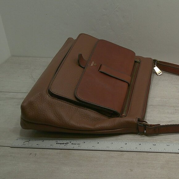 Vintage Retired Fossil 2 Tone Brown Leather Crossbody Bag Purse Pocketbook - Picture 8 of 11
